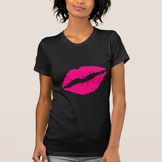 Roze lippenstift pop kunst t-shirt (Voorkant)