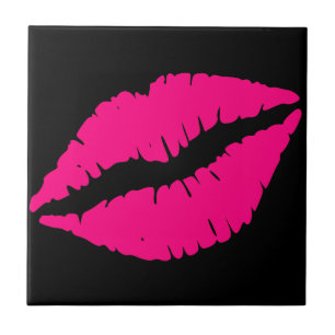 Roze lippenstift pop kunst tegeltje