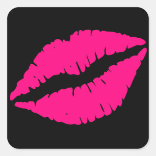 Roze lippenstift pop kunst vierkante sticker