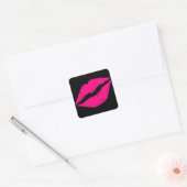 Roze lippenstift pop kunst vierkante sticker (Envelop)