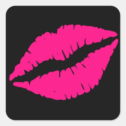 Roze lippenstift pop kunst vierkante sticker (Voorkant)