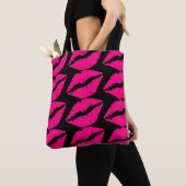 Roze lippenstift pop roze en zwart tote bag (Dichtbij)