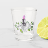 Roze lippenstift rozen bloemen bloemblad h shot glas (Voorkant)