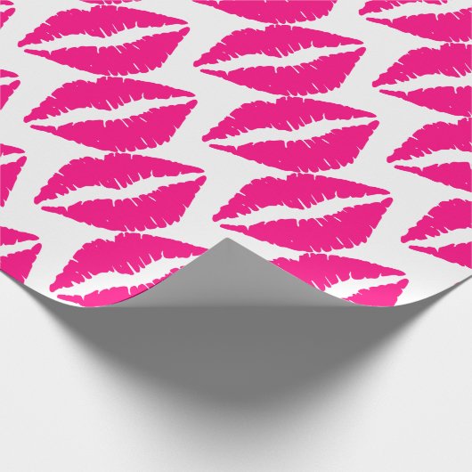 Roze lippenstift valentijn pop kunst cadeaupapier (Hoek)