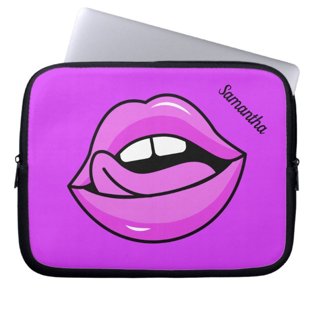 Roze lips aangepaste laptophoezen laptop sleeve (Voorkant)