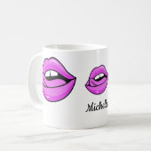 Roze Lips aangepaste naam mokken (Voorkant links)