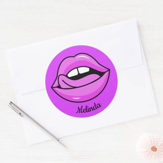Roze lips aangepaste stickers (Envelop)