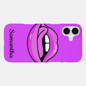 Roze Lips aangepaste telefoongesprekken iPhone Hoesje (Achterkant horizontaal)