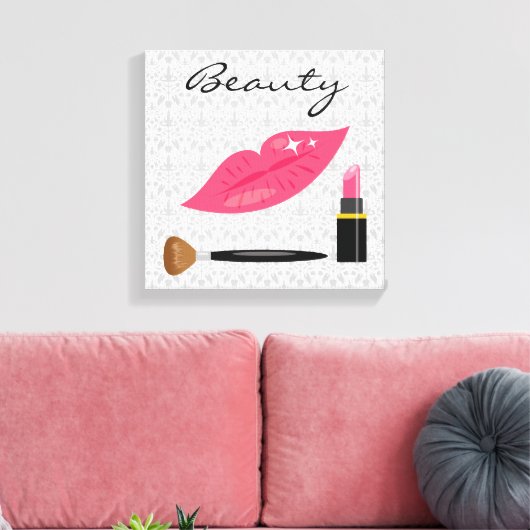 Roze lips en schoonmaakmachine canvas afdruk (Insitu (Woonkamer))