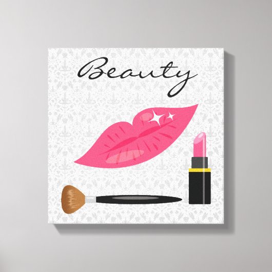 Roze lips en schoonmaakmachine canvas afdruk (Voorkant)