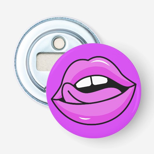 Roze Lips flesopener Button Flesopener (Voorkant)