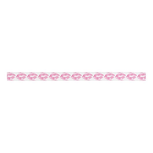 Roze lips Glitter Patroon Grosgrain Lint (Voorkant)