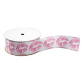 Roze lips Glitter Patroon Grosgrain Lint (Spoel)
