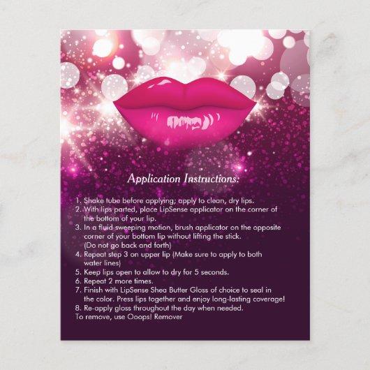 Roze lips Glitters Beauty Salon Instruction Tips Flyer (Voorkant)