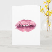 Roze lips kiss gepersonaliseerd kaart (Gele Bloem)