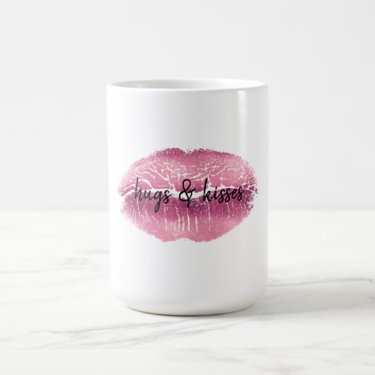 Roze lips kiss gepersonaliseerd koffiemok (Center)