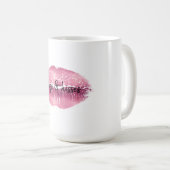 Roze lips kiss gepersonaliseerd koffiemok (Voorkant rechts)