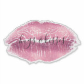 Roze lips Kiss Sticker (Voorkant)