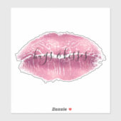 Roze lips Kiss Sticker (Vel)