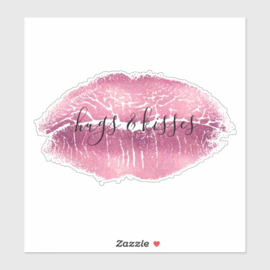 Roze lips Kiss Sticker (Vel)