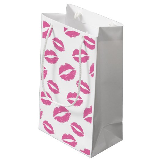 Roze lips Kisses Makeup Artist Beauty Salon Klein Cadeauzakje (Achterkant Gekanteld)