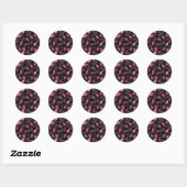 Roze lips Kissingpatroon Black Ver Ronde Sticker (Vel)