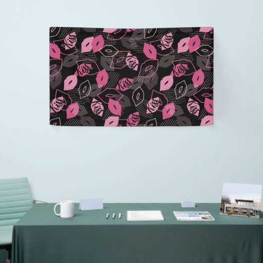 Roze lips Kissingpatroon Black Ver Spandoek (Beurs)