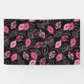 Roze lips Kissingpatroon Black Ver Spandoek (Horizontaal)