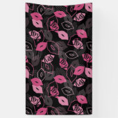Roze lips Kissingpatroon Black Ver Spandoek (Verticaal)