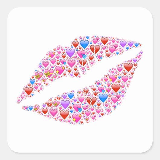 Roze lips Kus met mousserende Pareltjes Hoorspriet Vierkante Sticker (Voorkant)