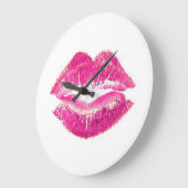 Roze lips Lipstick Kiss SWAK Classic Round Sticker Grote Klok (Hoek)