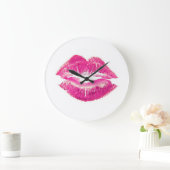 Roze lips Lipstick Kiss SWAK Classic Round Sticker Grote Klok (Huis)