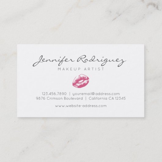 Roze lips Lipstick Makeup Artiest Cosmetic Visitekaartje (Achterkant)