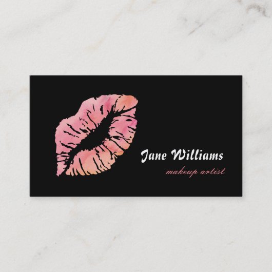 Roze lips Makeup Artist Visitekaartje (Voorkant)
