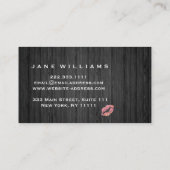 Roze lips Makeup Artist Wooden Background Visitekaartje (Achterkant)