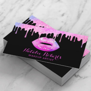Roze lips Makeup kunstenaar moderne pasta druppelt Visitekaartje