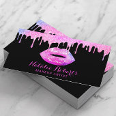 Roze lips Makeup kunstenaar moderne pasta druppelt Visitekaartje