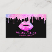 Roze lips Makeup kunstenaar moderne pasta druppelt Visitekaartje (Voorkant)