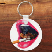Roze lips met een sigaret sleutelhanger (Voorkant)