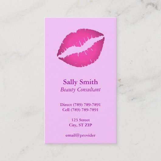 Roze lips-profielkaart visitekaartje (Voorkant)
