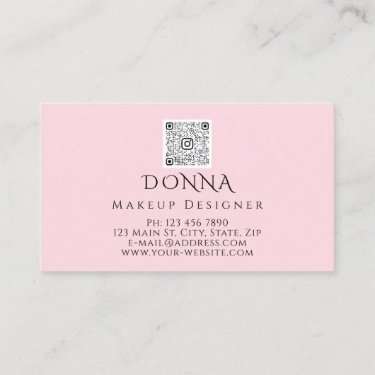 Roze lips QR Code Logo Makeup Lipstick Gloss Visitekaartje (Achterkant)