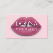 Roze lips QR Code Logo Makeup Lipstick Gloss Visitekaartje (Voorkant)