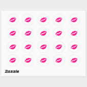 Roze lips ronde sticker (Vel)