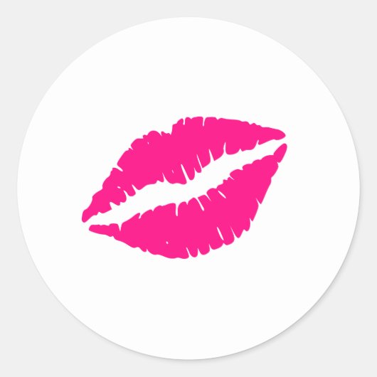 Roze lips ronde sticker (Voorkant)