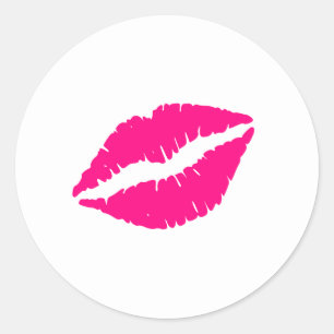 Roze lips ronde sticker