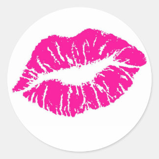 Roze lips ronde sticker