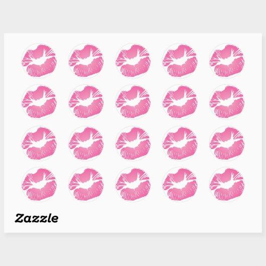 Roze LIps Ronde Sticker (Vel)