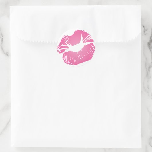 Roze LIps Ronde Sticker (Tas)