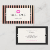 Roze lips Roos Gold en zwarte glitter Stripes Make Visitekaartje (Voorkant / Achterkant)