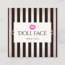 Roze lips Roos Gold en zwarte striptekenaar Vierkante Visitekaartje
